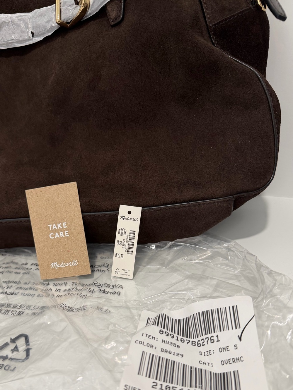 NEW Madewell Suede Large Belted Satchel Bag in Dark Carob Brown NW380 $258 - Picture 11 of 11
